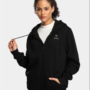 NWT Ororo Heated Apparel Unisex Fleece Black Heated Jacket w Battery Pack - M